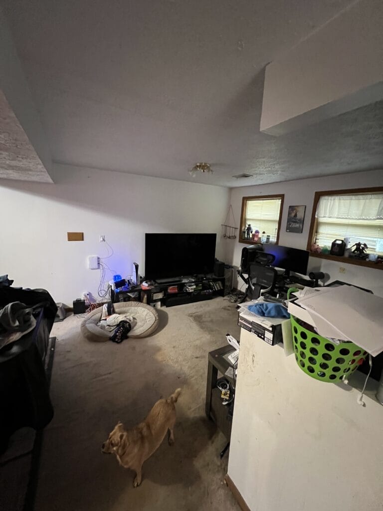 A messy living room in Blue Ash, OH