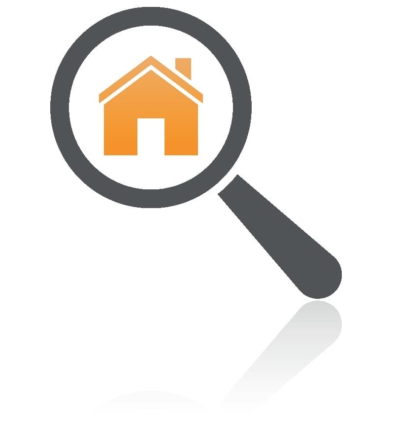 Magnifying glass with house icon